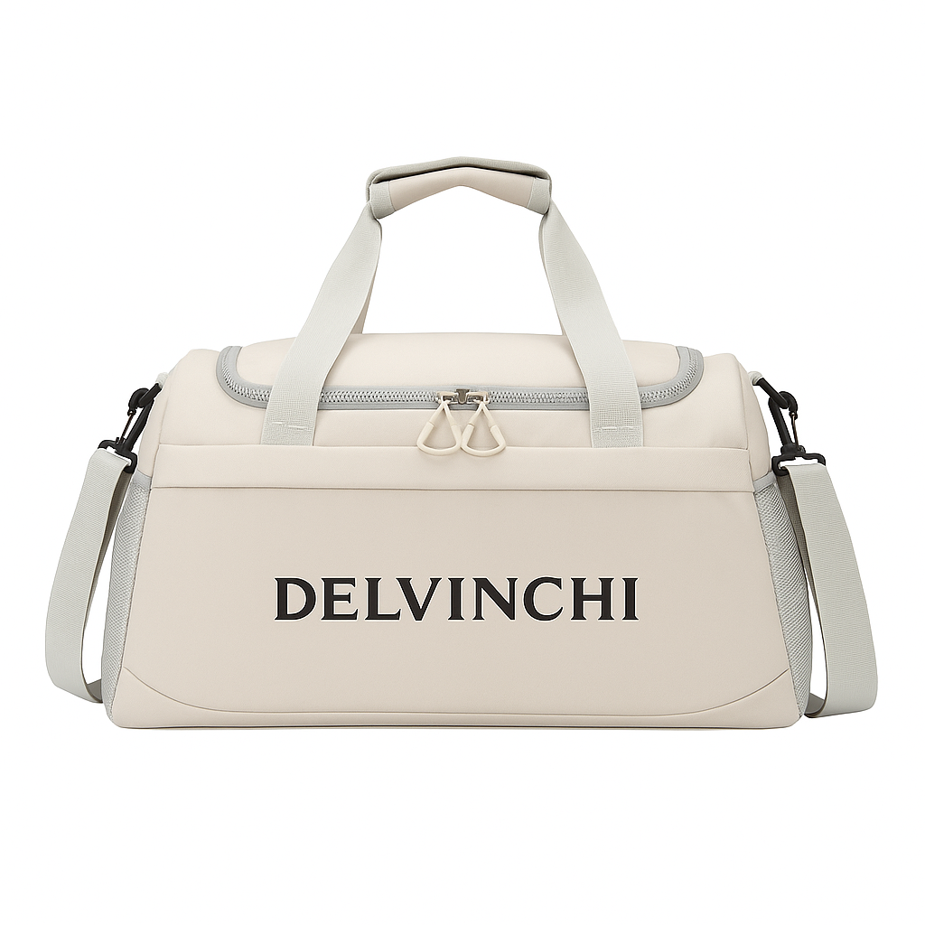 Beige Duffel Gym Bag
