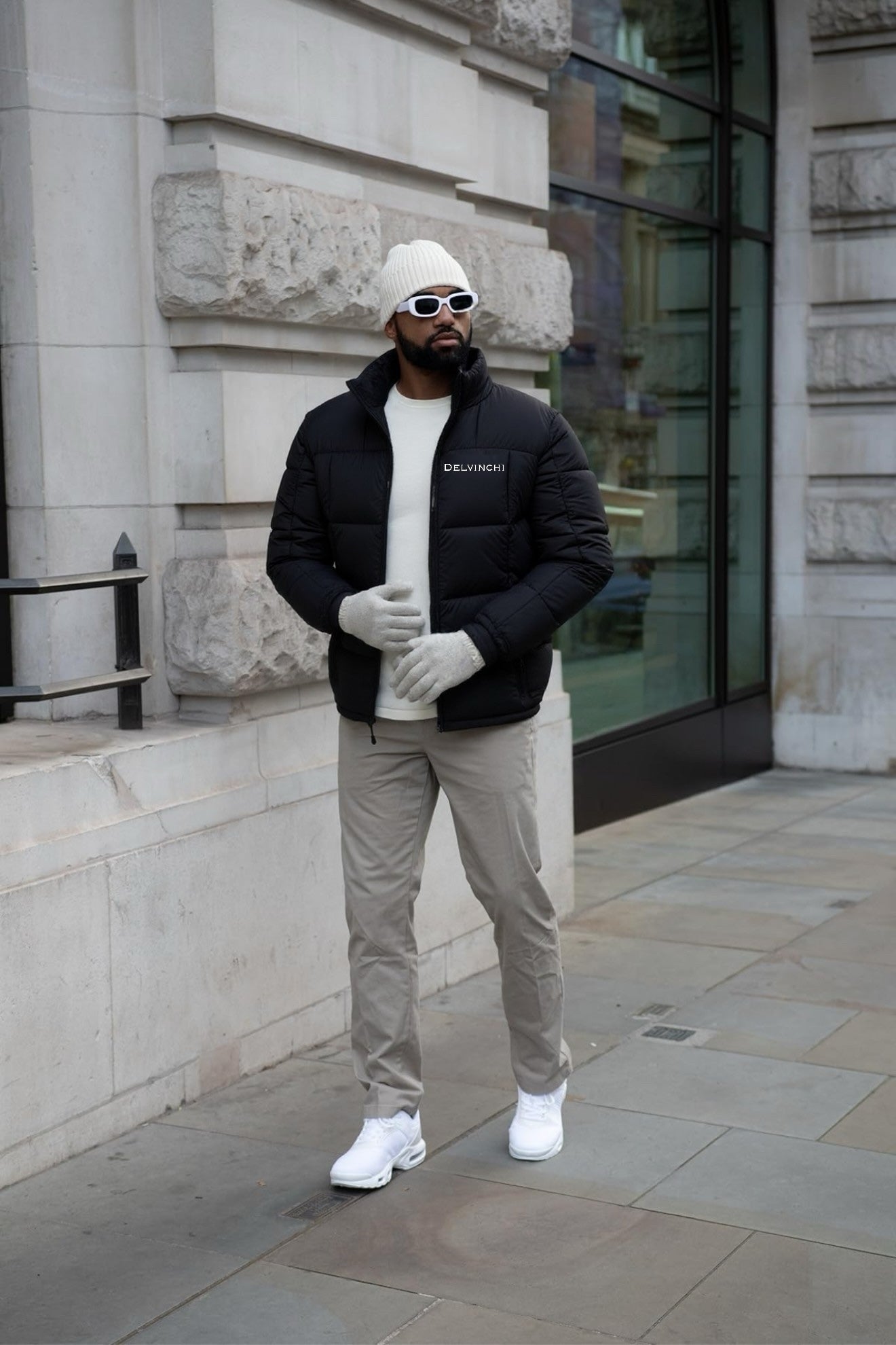 Black Hoodless Puffer Coat