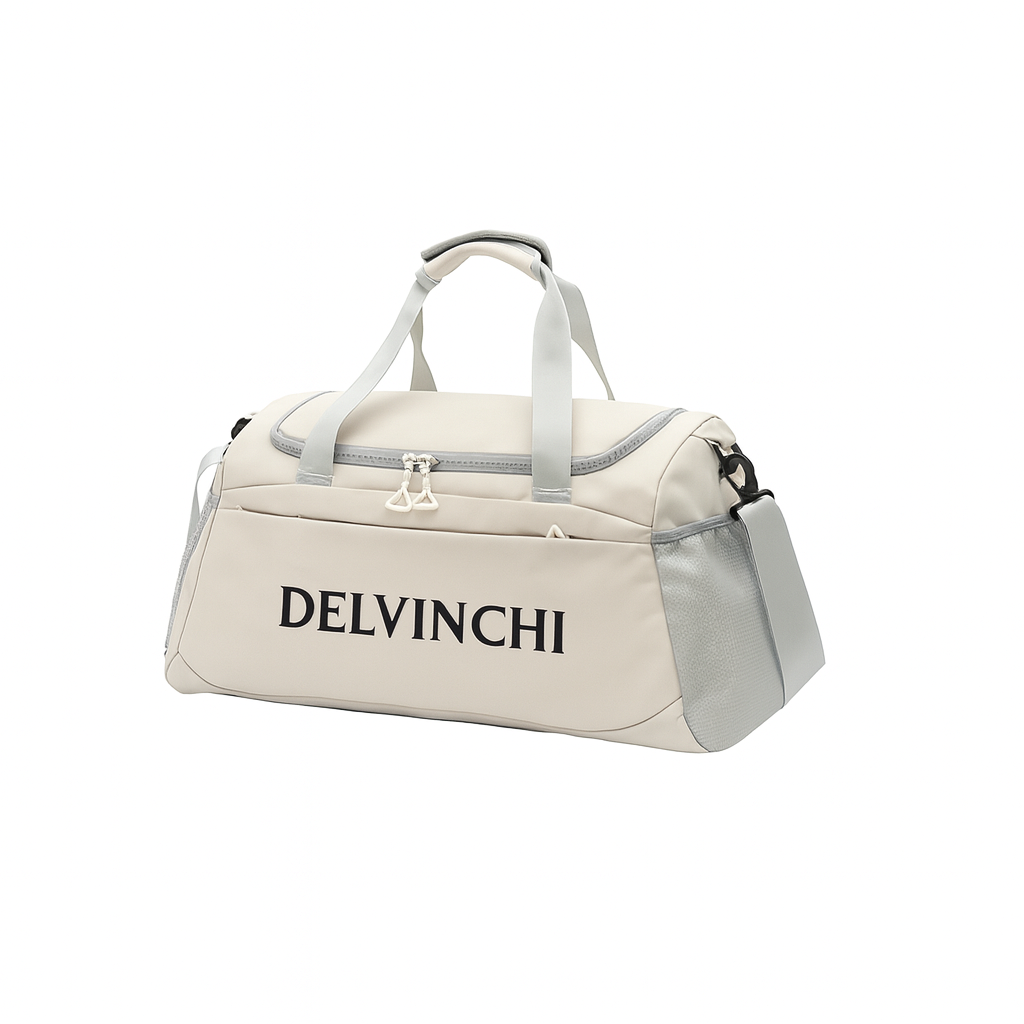 Beige Duffel Gym Bag
