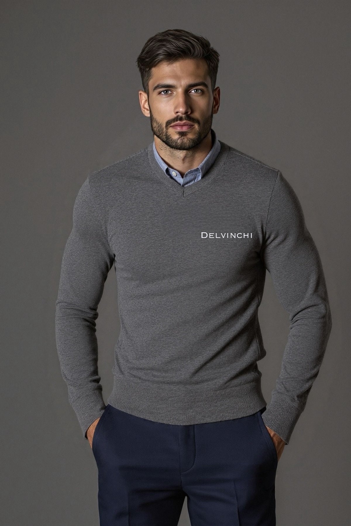Grey V Neck Sweater